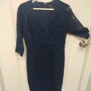 Royal blue sheath lace dress. Size M